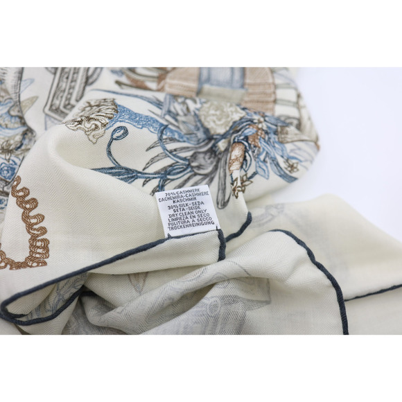 J5 NWoT HERMES Le Monde d'Hermes Cashmere Silk Shawl Scarf Stole 140 - Picture 4 of 6